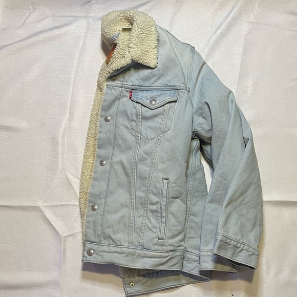Levi's Light Blue Jacket with Sherpa Collar L - Picture 5 of 7